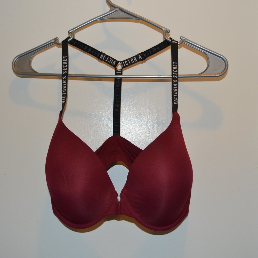 Victoria's Secret VS burgundy front closure Uplift semi demi bra 34DDD EUC